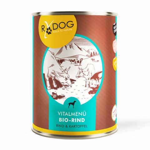 Dog Wet pet food RyDog Vital Menu Organic Beef (Vitalmenü Bio-Rind) 400g 6 Piece -1- Anifit